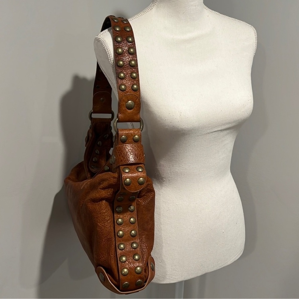 Kooba Studded Cognac Brown Leather Bag